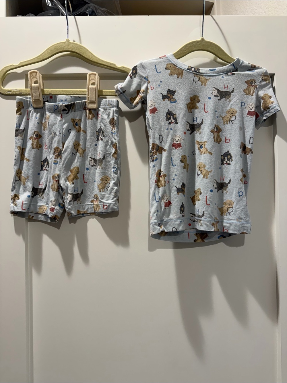 Angel Dear Light Blue Puppy Print Short Pajama Set